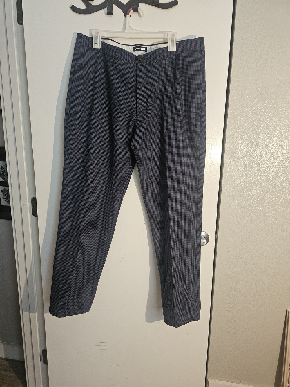 Lands' End Men's Navy Micro-Pattern Dress Pants